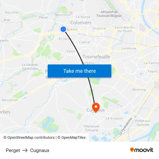 Perget to Cugnaux map