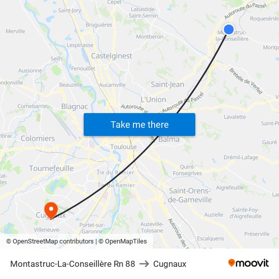 Montastruc-La-Conseillère Rn 88 to Cugnaux map