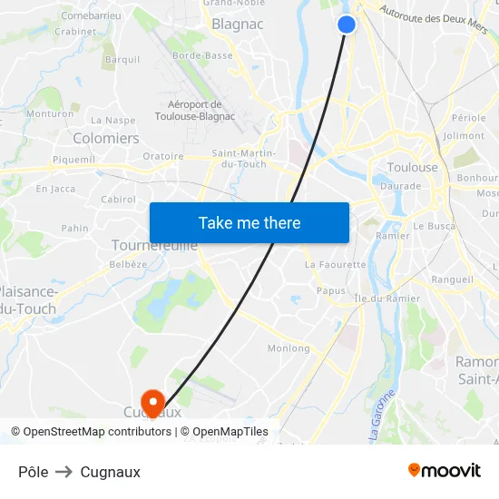 Pôle to Cugnaux map