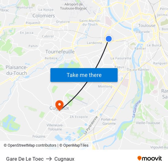 Gare De Le Toec to Cugnaux map
