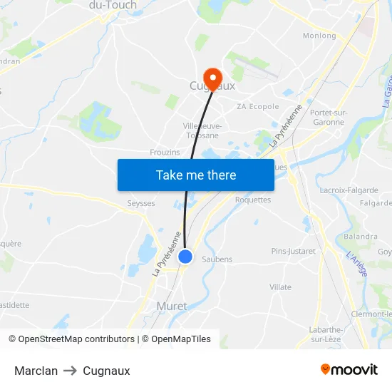 Marclan to Cugnaux map