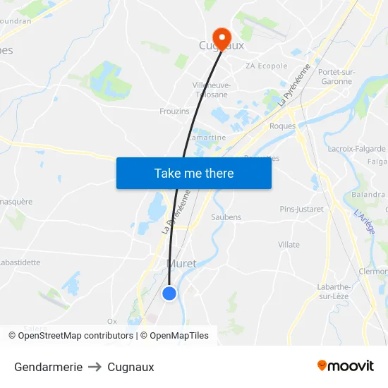 Gendarmerie to Cugnaux map