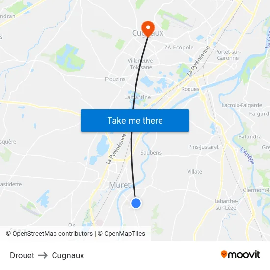 Drouet to Cugnaux map