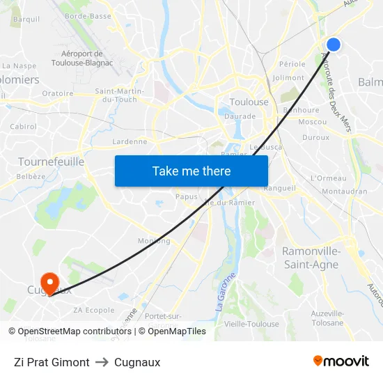 Zi Prat Gimont to Cugnaux map