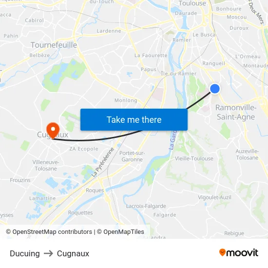 Ducuing to Cugnaux map