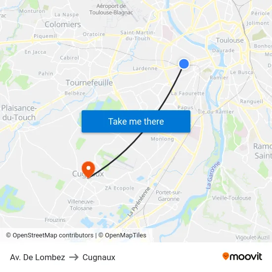 Av. De Lombez to Cugnaux map