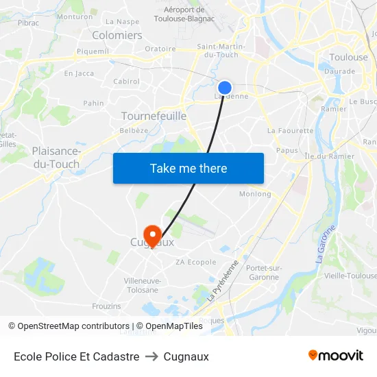 Ecole Police Et Cadastre to Cugnaux map