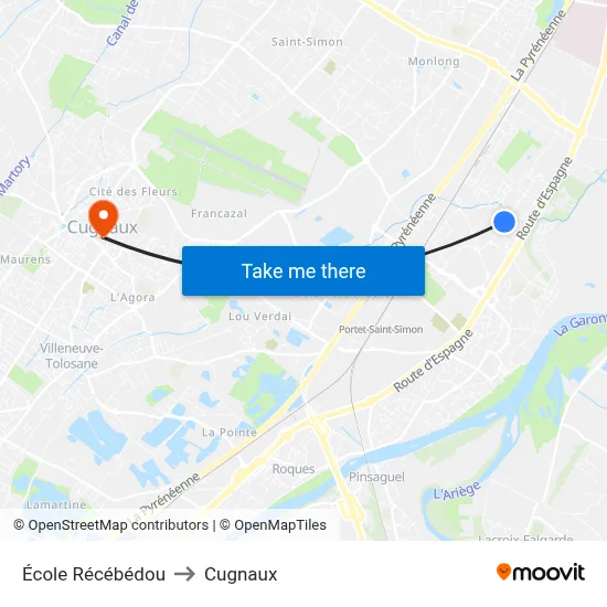 École Récébédou to Cugnaux map