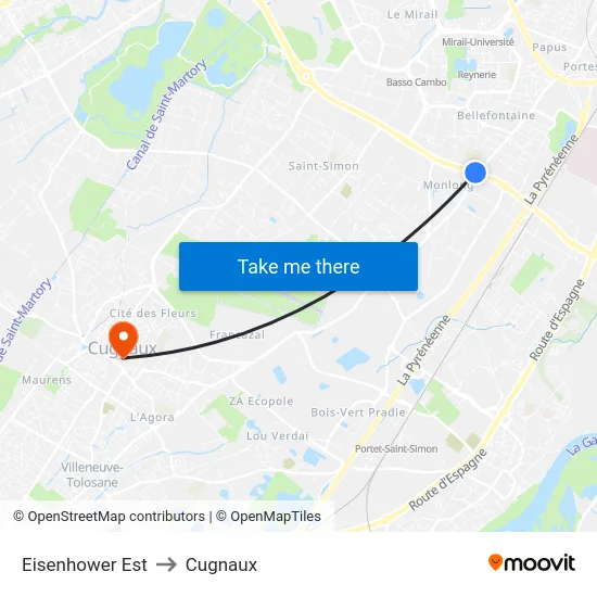 Eisenhower Est to Cugnaux map