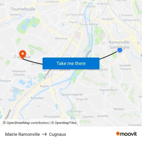 Mairie Ramonville to Cugnaux map