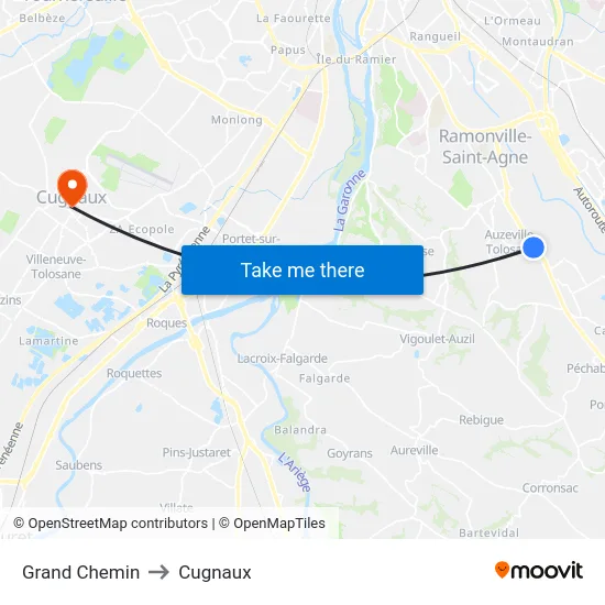 Grand Chemin to Cugnaux map