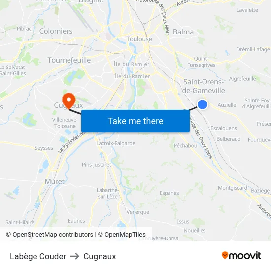 Labège Couder to Cugnaux map