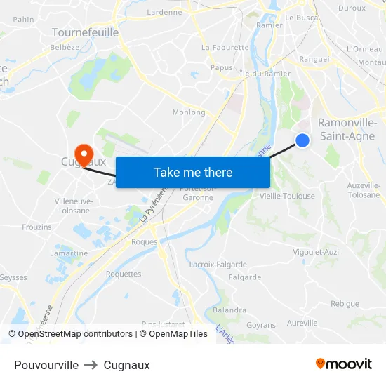 Pouvourville to Cugnaux map