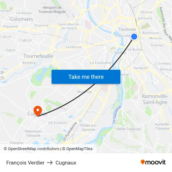François Verdier to Cugnaux map