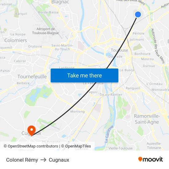 Colonel Rémy to Cugnaux map