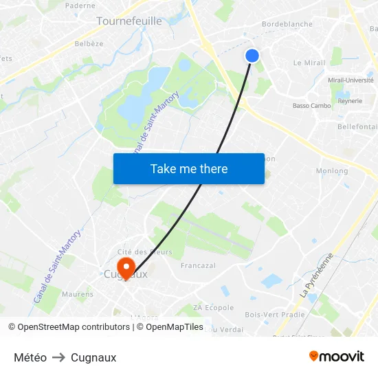 Météo to Cugnaux map