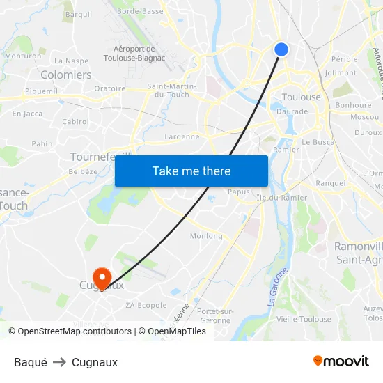 Baqué to Cugnaux map