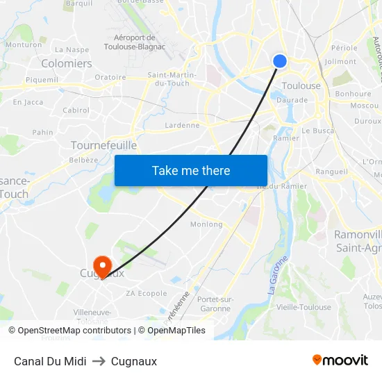 Canal Du Midi to Cugnaux map