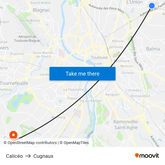Calicéo to Cugnaux map