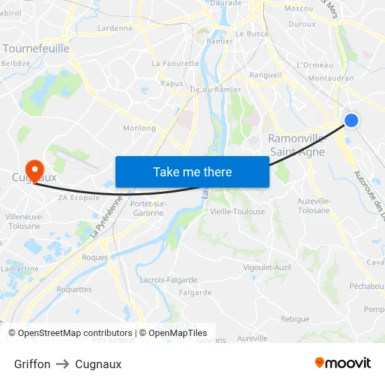 Griffon to Cugnaux map