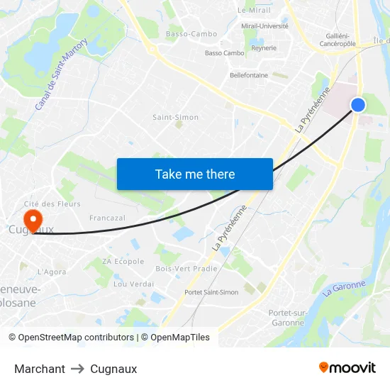 Marchant to Cugnaux map