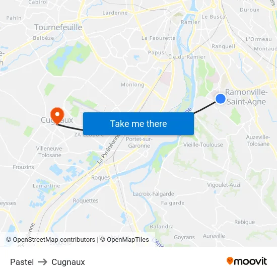 Pastel to Cugnaux map