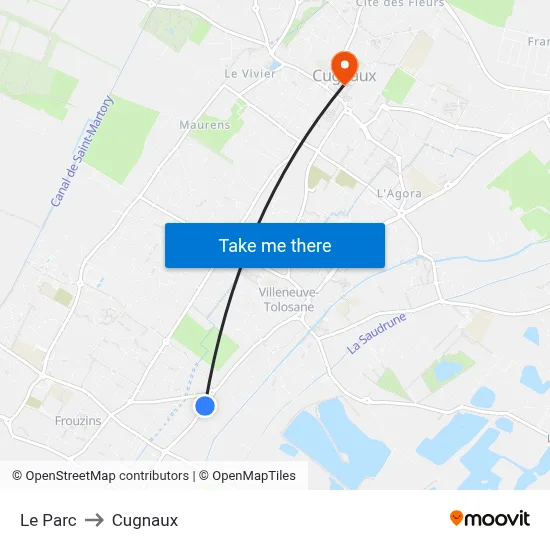 Le Parc to Cugnaux map