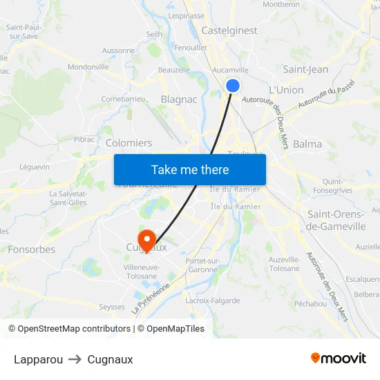 Lapparou to Cugnaux map