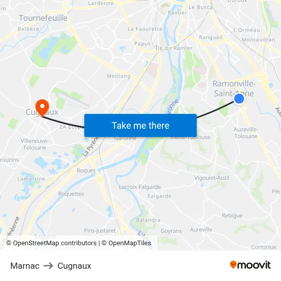 Marnac to Cugnaux map