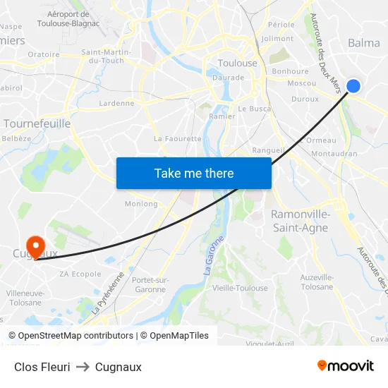 Clos Fleuri to Cugnaux map
