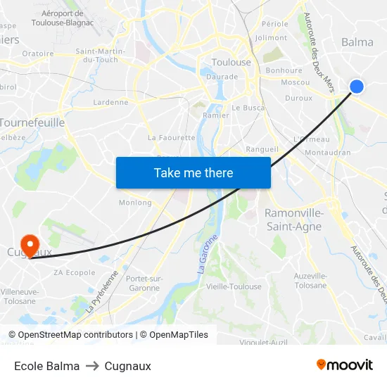 Ecole Balma to Cugnaux map