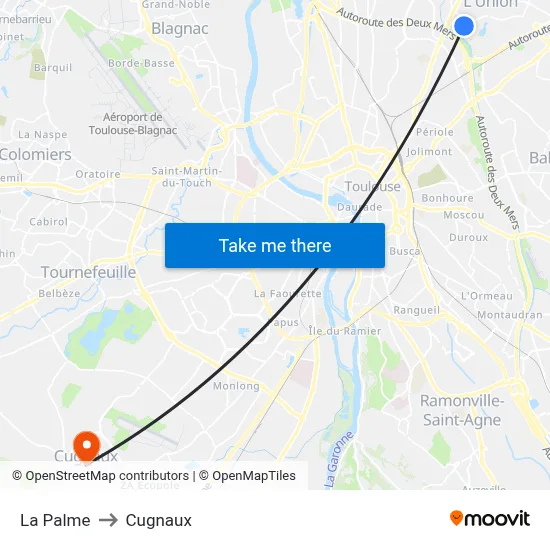 La Palme to Cugnaux map