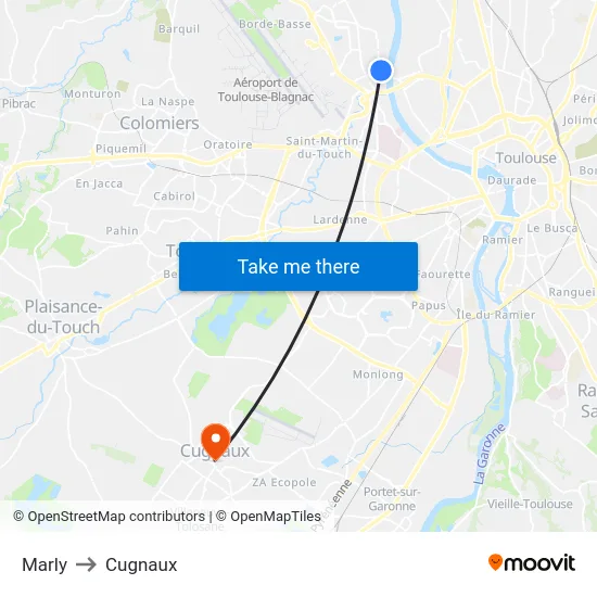 Marly to Cugnaux map