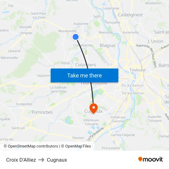 Croix D'Alliez to Cugnaux map