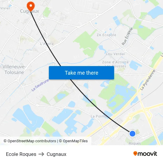 Ecole Roques to Cugnaux map