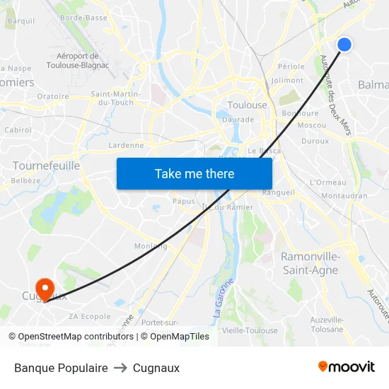 Banque Populaire to Cugnaux map