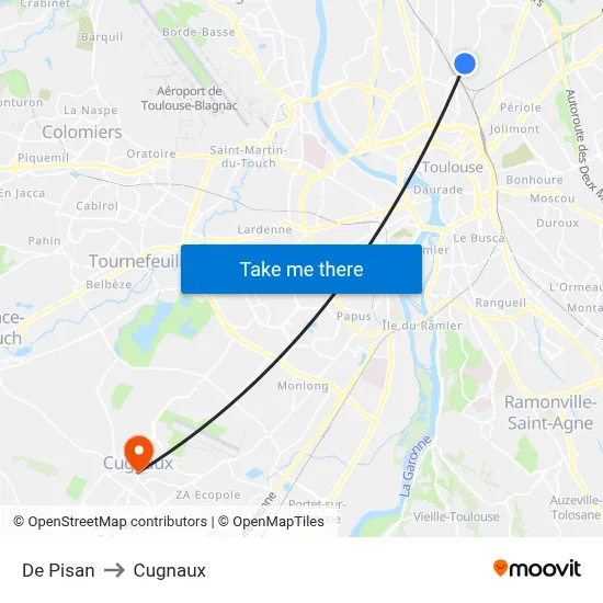 De Pisan to Cugnaux map