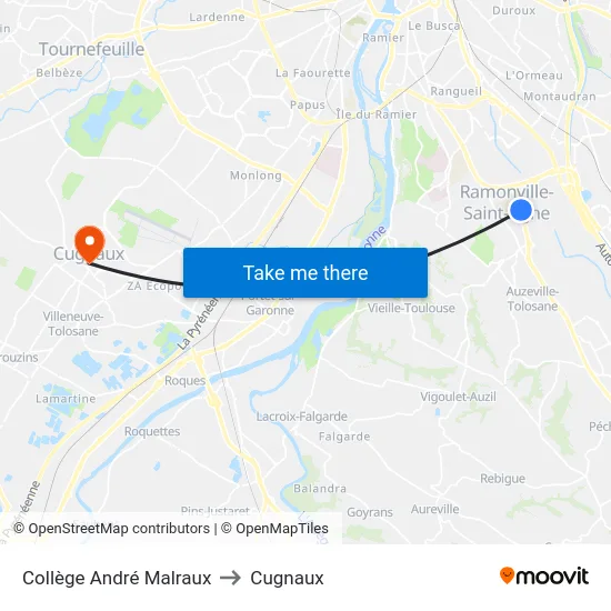 Collège André Malraux to Cugnaux map