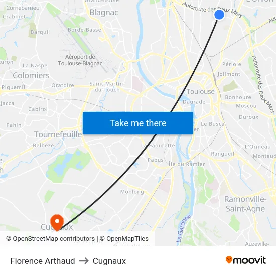 Florence Arthaud to Cugnaux map