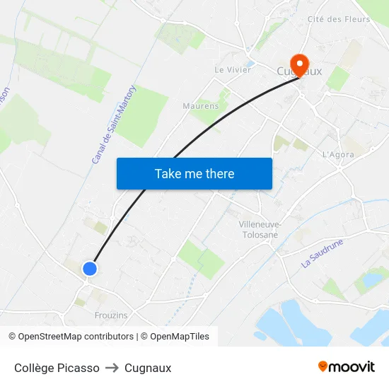 Collège Picasso to Cugnaux map