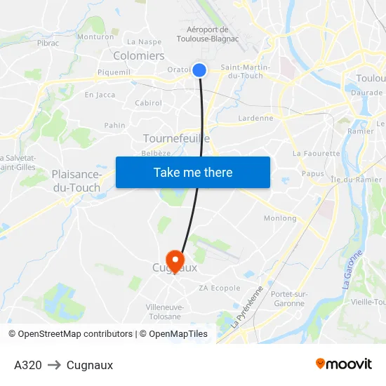 A320 to Cugnaux map
