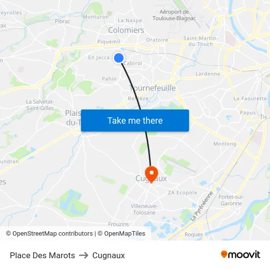 Place Des Marots to Cugnaux map