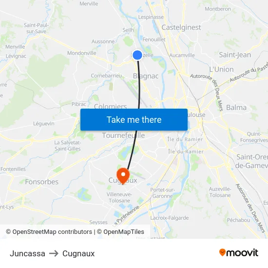 Juncassa to Cugnaux map