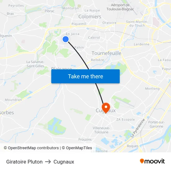 Giratoire Pluton to Cugnaux map