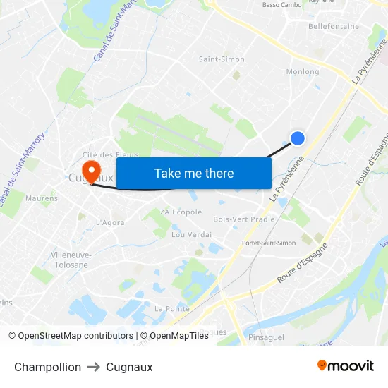 Champollion to Cugnaux map