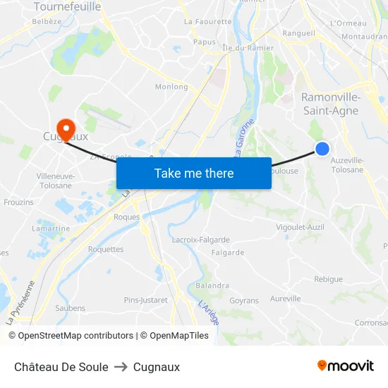 Château De Soule to Cugnaux map