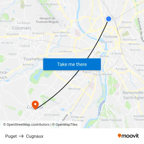 Puget to Cugnaux map