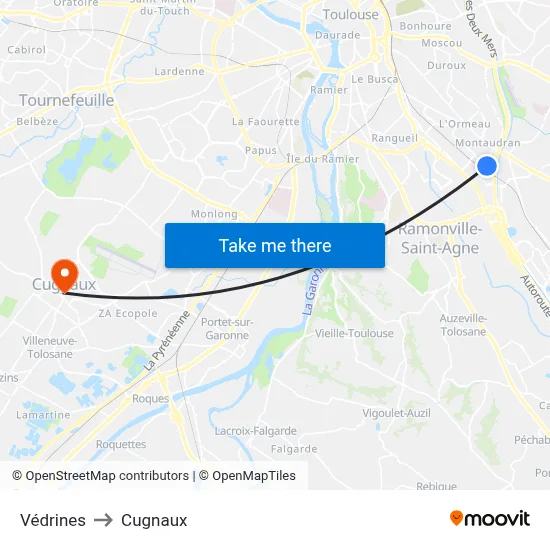 Védrines to Cugnaux map
