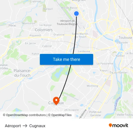 Aéroport to Cugnaux map