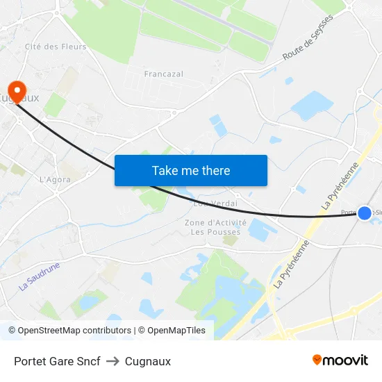 Portet Gare Sncf to Cugnaux map